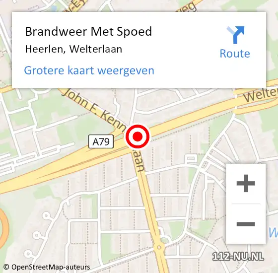 Locatie op kaart van de 112 melding: Brandweer Met Spoed Naar Heerlen, Welterlaan op 14 september 2017 08:36