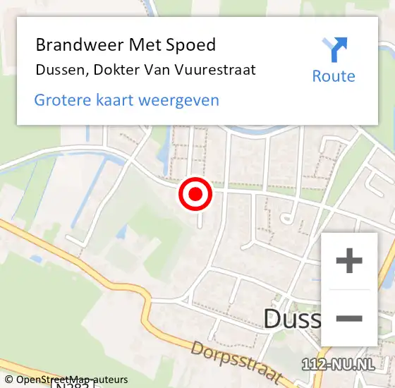 Locatie op kaart van de 112 melding: Brandweer Met Spoed Naar Dussen, Dokter Van Vuurestraat op 14 september 2017 09:06