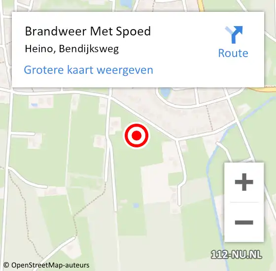 Locatie op kaart van de 112 melding: Brandweer Met Spoed Naar Heino, Bendijksweg op 14 september 2017 09:18