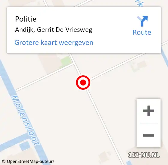 Locatie op kaart van de 112 melding: Politie Andijk, Gerrit De Vriesweg op 14 september 2017 09:37