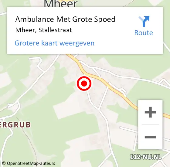 Locatie op kaart van de 112 melding: Ambulance Met Grote Spoed Naar Mheer, Stallestraat op 1 februari 2014 14:48