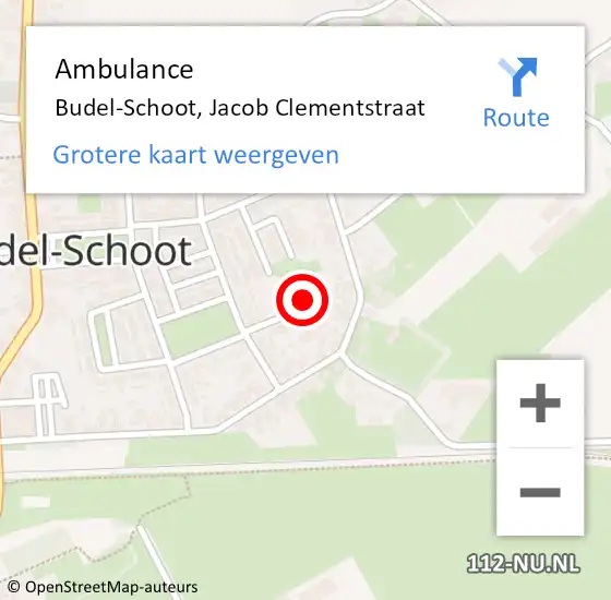 Locatie op kaart van de 112 melding: Ambulance Budel-Schoot, Jacob Clementstraat op 14 september 2017 10:18