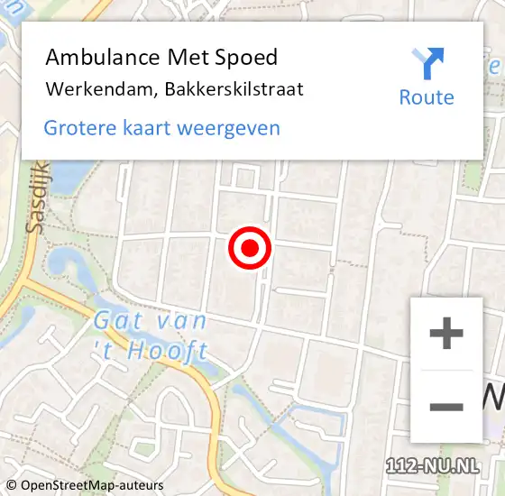 Locatie op kaart van de 112 melding: Ambulance Met Spoed Naar Werkendam, Bakkerskilstraat op 14 september 2017 10:33