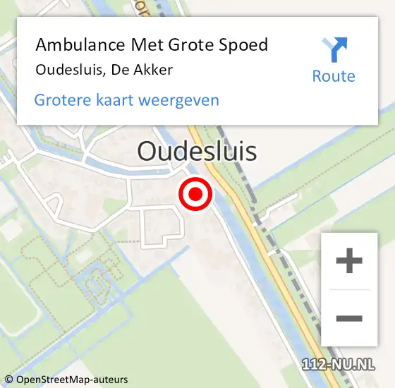 Locatie op kaart van de 112 melding: Ambulance Met Grote Spoed Naar Oudesluis, De Akker op 14 september 2017 11:36