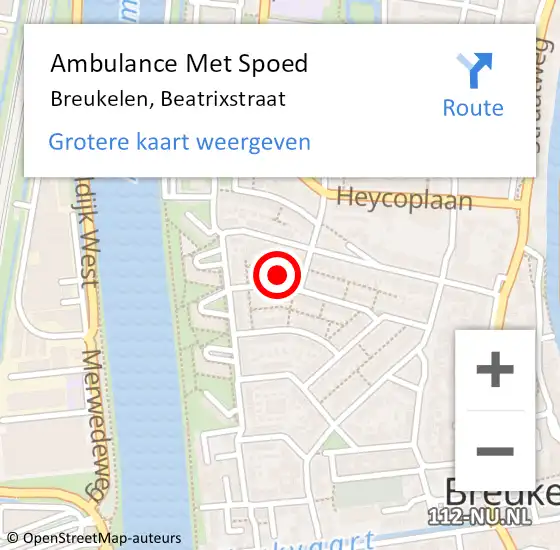 Locatie op kaart van de 112 melding: Ambulance Met Spoed Naar Breukelen, Beatrixstraat op 14 september 2017 12:18