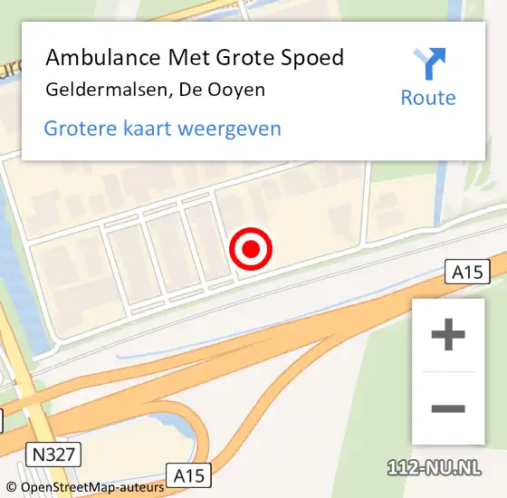 Locatie op kaart van de 112 melding: Ambulance Met Grote Spoed Naar Geldermalsen, De Ooyen op 14 september 2017 12:32