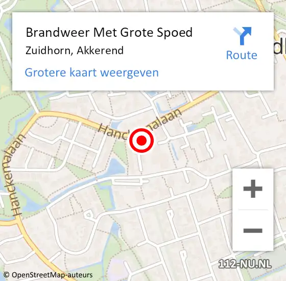 Locatie op kaart van de 112 melding: Brandweer Met Grote Spoed Naar Zuidhorn, Akkerend op 14 september 2017 12:47