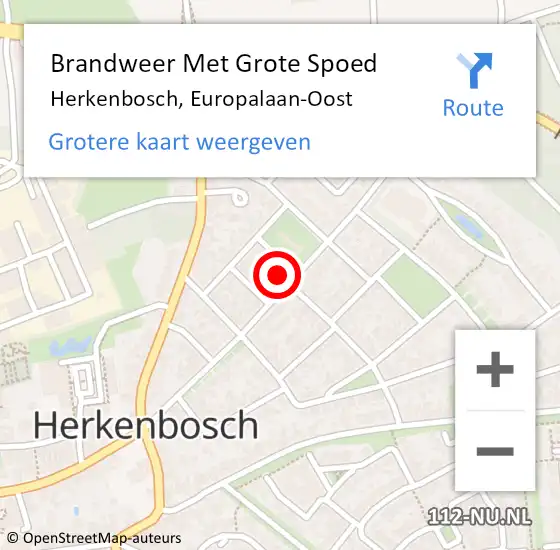 Locatie op kaart van de 112 melding: Brandweer Met Grote Spoed Naar Herkenbosch, Europalaan-Oost op 14 september 2017 12:47