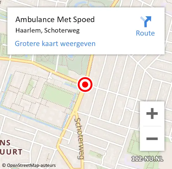 Locatie op kaart van de 112 melding: Ambulance Met Spoed Naar Haarlem, Schoterweg op 14 september 2017 12:49
