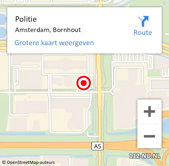 Locatie op kaart van de 112 melding: Politie Amsterdam, Bornhout op 14 september 2017 14:05