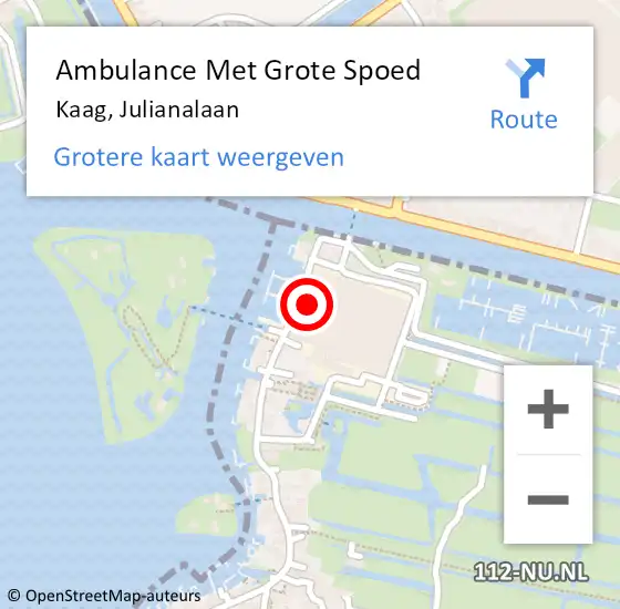 Locatie op kaart van de 112 melding: Ambulance Met Grote Spoed Naar Kaag, Julianalaan op 14 september 2017 14:06