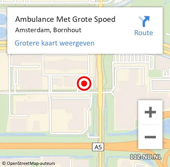 Locatie op kaart van de 112 melding: Ambulance Met Grote Spoed Naar Amsterdam, Bornhout op 14 september 2017 14:11