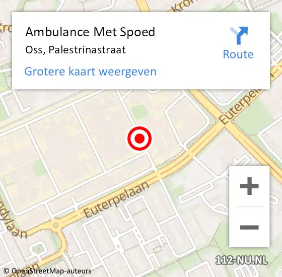 Locatie op kaart van de 112 melding: Ambulance Met Spoed Naar Oss, Palestrinastraat op 14 september 2017 14:37