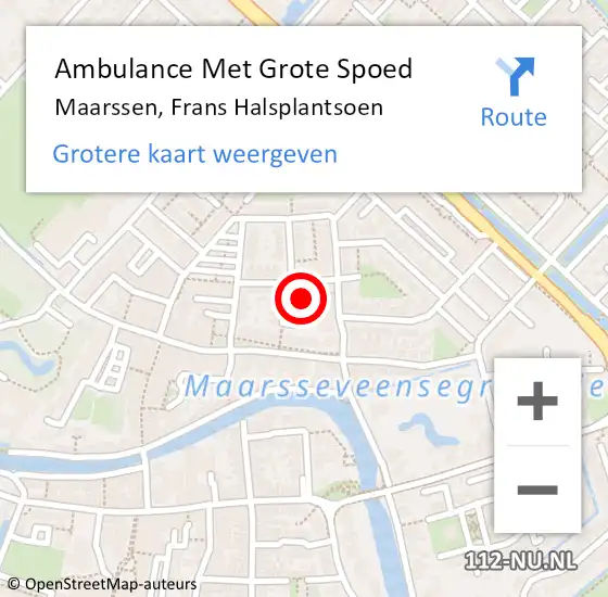 Locatie op kaart van de 112 melding: Ambulance Met Grote Spoed Naar Maarssen, Frans Halsplantsoen op 14 september 2017 15:18