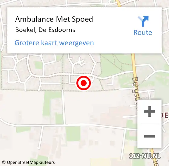 Locatie op kaart van de 112 melding: Ambulance Met Spoed Naar Boekel, De Esdoorns op 14 september 2017 15:25