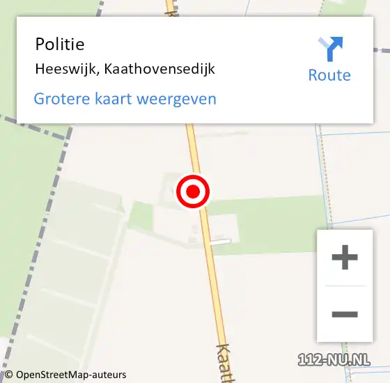 Locatie op kaart van de 112 melding: Politie Heeswijk, Kaathovensedijk op 14 september 2017 16:02