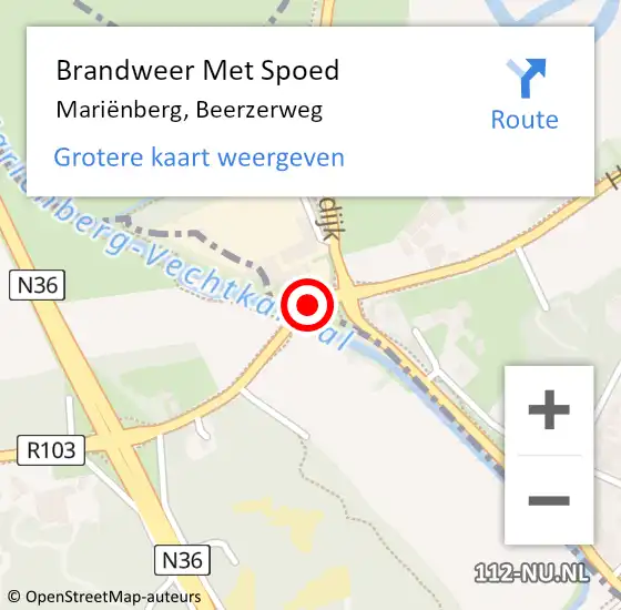 Locatie op kaart van de 112 melding: Brandweer Met Spoed Naar Mariënberg, Beerzerweg op 14 september 2017 16:06