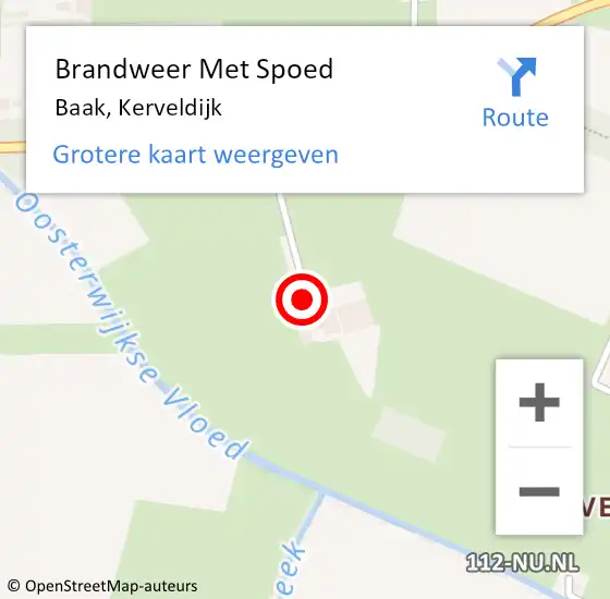 Locatie op kaart van de 112 melding: Brandweer Met Spoed Naar Baak, Kerveldijk op 14 september 2017 16:25