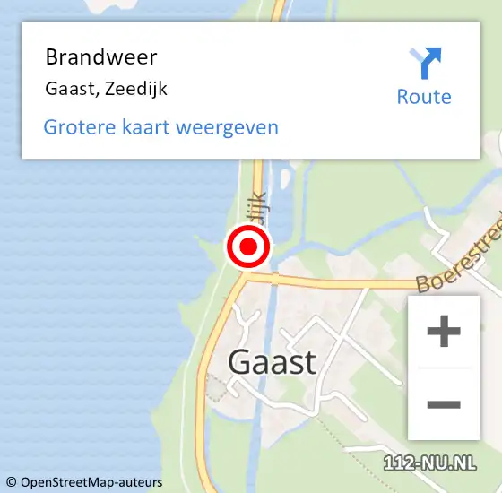 Locatie op kaart van de 112 melding: Brandweer Gaast, Zeedijk op 14 september 2017 16:53