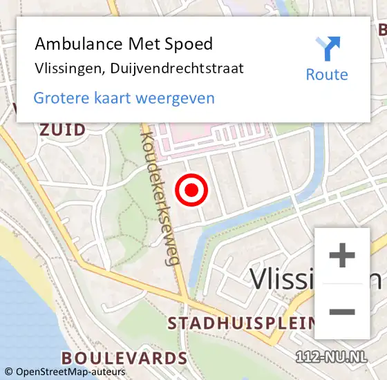 Locatie op kaart van de 112 melding: Ambulance Met Spoed Naar Vlissingen, Duijvendrechtstraat op 14 september 2017 17:08