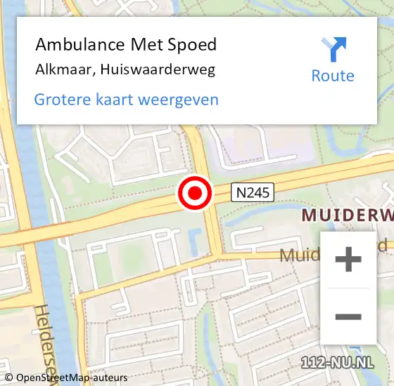 Locatie op kaart van de 112 melding: Ambulance Met Spoed Naar Alkmaar, Huiswaarderweg op 14 september 2017 17:09