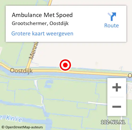 Locatie op kaart van de 112 melding: Ambulance Met Spoed Naar Grootschermer, Oostdijk op 21 september 2013 02:55