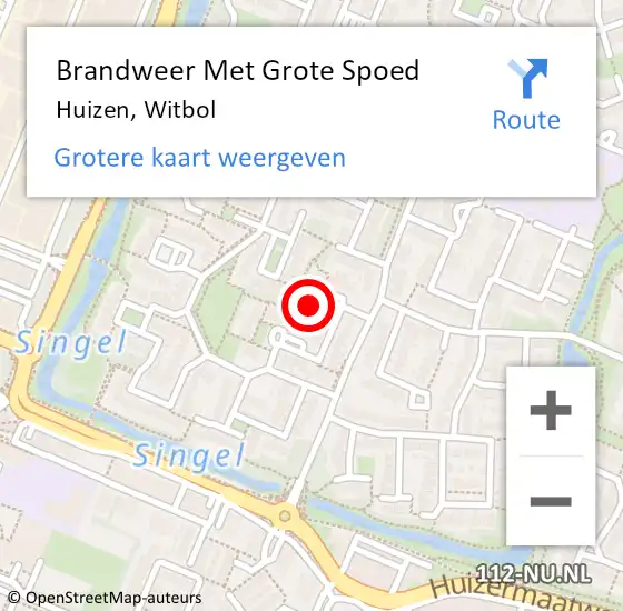 Locatie op kaart van de 112 melding: Brandweer Met Grote Spoed Naar Huizen, Witbol op 14 september 2017 17:35