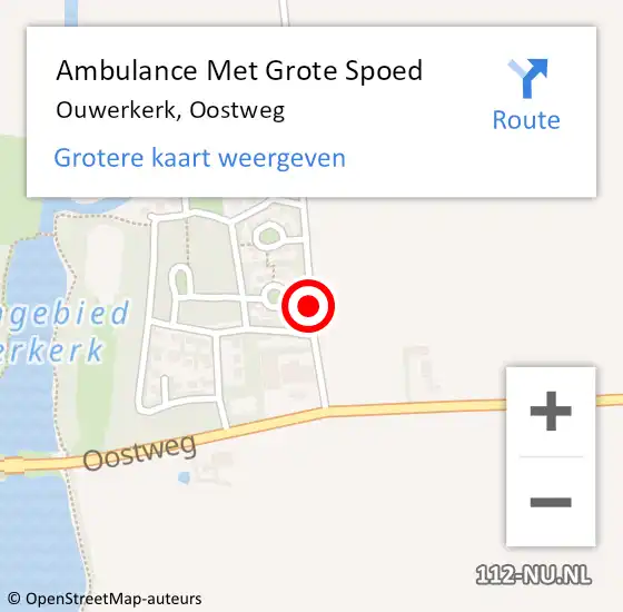 Locatie op kaart van de 112 melding: Ambulance Met Grote Spoed Naar Ouwerkerk, Oostweg op 14 september 2017 17:40