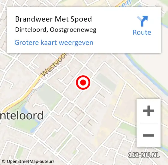 Locatie op kaart van de 112 melding: Brandweer Met Spoed Naar Dinteloord, Oostgroeneweg op 14 september 2017 17:41