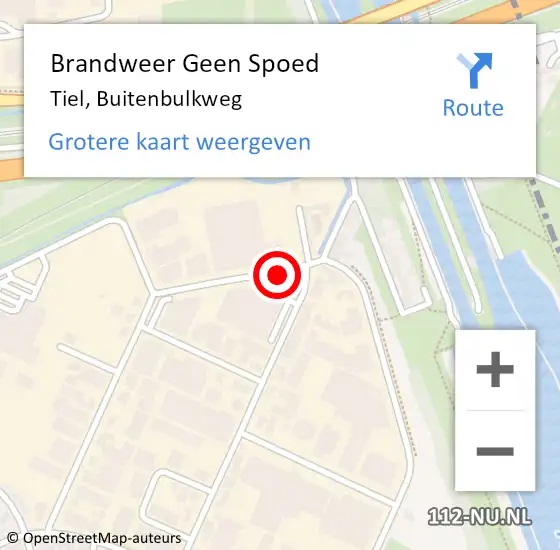 Locatie op kaart van de 112 melding: Brandweer Geen Spoed Naar Tiel, Buitenbulkweg op 14 september 2017 18:29