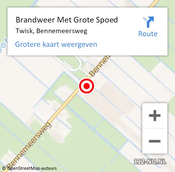 Locatie op kaart van de 112 melding: Brandweer Met Grote Spoed Naar Twisk, Bennemeersweg op 14 september 2017 18:55