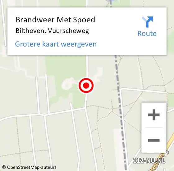 Locatie op kaart van de 112 melding: Brandweer Met Spoed Naar Bilthoven, Vuurscheweg op 14 september 2017 19:03