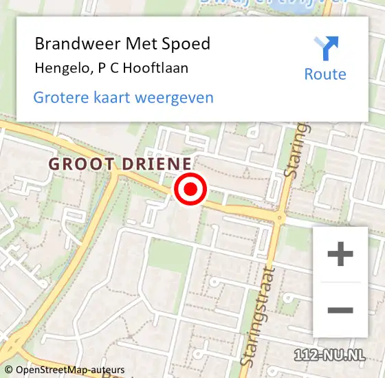 Locatie op kaart van de 112 melding: Brandweer Met Spoed Naar Hengelo, P C Hooftlaan op 14 september 2017 19:34