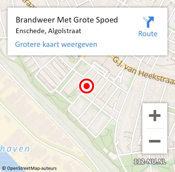 Locatie op kaart van de 112 melding: Brandweer Met Grote Spoed Naar Enschede, Algolstraat op 14 september 2017 19:44