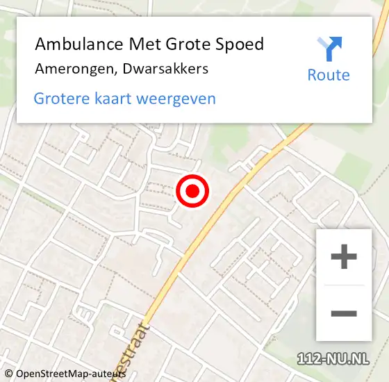 Locatie op kaart van de 112 melding: Ambulance Met Grote Spoed Naar Amerongen, Dwarsakkers op 14 september 2017 19:58