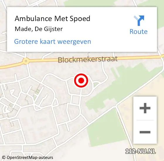 Locatie op kaart van de 112 melding: Ambulance Met Spoed Naar Made, De Gijster op 14 september 2017 20:11