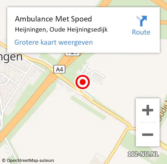 Locatie op kaart van de 112 melding: Ambulance Met Spoed Naar Heijningen, Oude Heijningsedijk op 14 september 2017 20:17