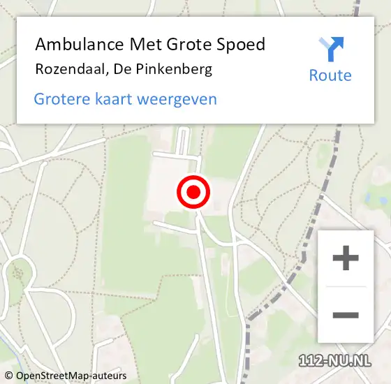 Locatie op kaart van de 112 melding: Ambulance Met Grote Spoed Naar Rozendaal, De Pinkenberg op 14 september 2017 20:32