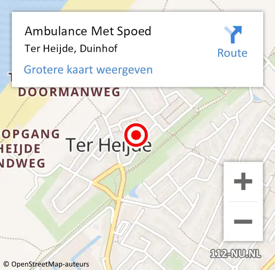 Locatie op kaart van de 112 melding: Ambulance Met Spoed Naar Ter Heijde, Duinhof op 14 september 2017 20:54