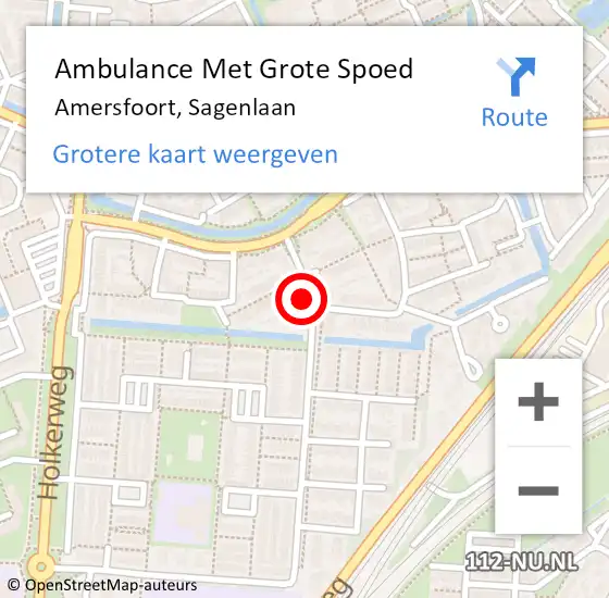 Locatie op kaart van de 112 melding: Ambulance Met Grote Spoed Naar Amersfoort, Sagenlaan op 14 september 2017 21:31