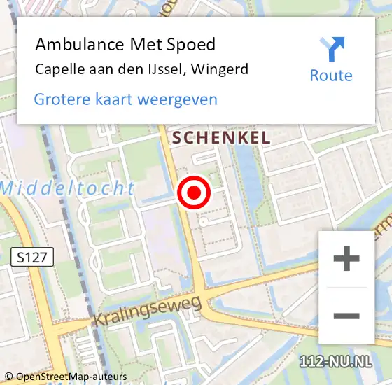 Locatie op kaart van de 112 melding: Ambulance Met Spoed Naar Capelle aan den IJssel, Wingerd op 14 september 2017 21:44