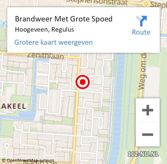 Locatie op kaart van de 112 melding: Brandweer Met Grote Spoed Naar Hoogeveen, Regulus op 14 september 2017 22:14