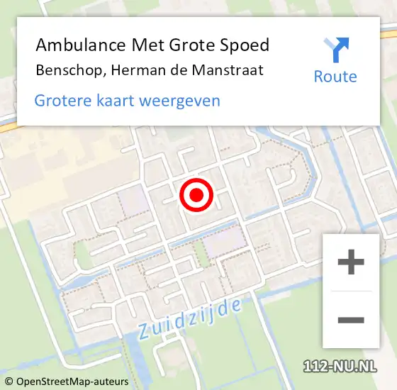 Locatie op kaart van de 112 melding: Ambulance Met Grote Spoed Naar Benschop, Herman de Manstraat op 14 september 2017 22:32