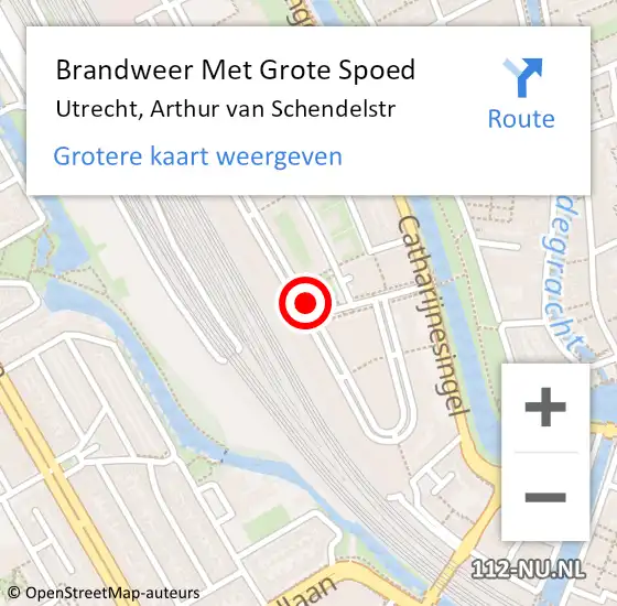 Locatie op kaart van de 112 melding: Brandweer Met Grote Spoed Naar Utrecht, Arthur van Schendelstr op 14 september 2017 22:34
