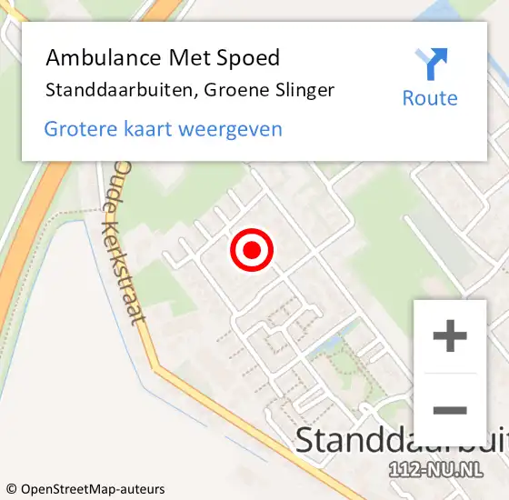 Locatie op kaart van de 112 melding: Ambulance Met Spoed Naar Standdaarbuiten, Groene Slinger op 14 september 2017 22:40