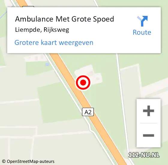 Locatie op kaart van de 112 melding: Ambulance Met Grote Spoed Naar Liempde, Rijksweg op 14 september 2017 23:17