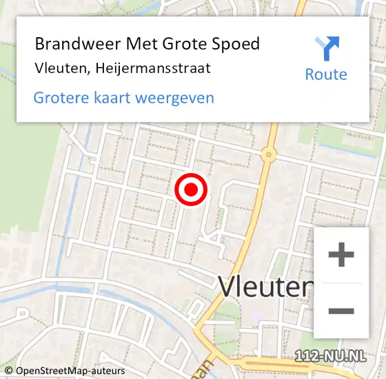 Locatie op kaart van de 112 melding: Brandweer Met Grote Spoed Naar Vleuten, Heijermansstraat op 15 september 2017 02:21