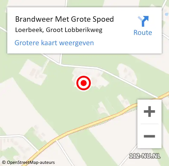 Locatie op kaart van de 112 melding: Brandweer Met Grote Spoed Naar Loerbeek, Groot Lobberikweg op 1 februari 2014 16:32