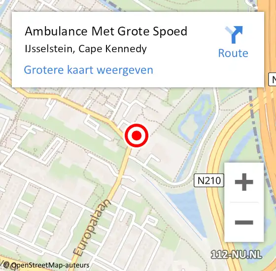 Locatie op kaart van de 112 melding: Ambulance Met Grote Spoed Naar IJsselstein, Cape Kennedy op 15 september 2017 03:51