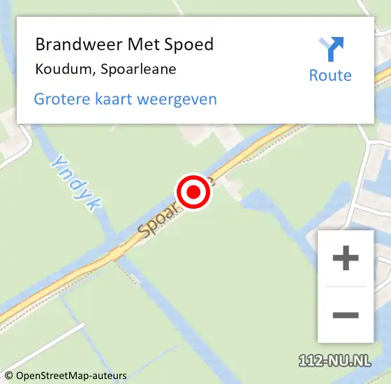 Locatie op kaart van de 112 melding: Brandweer Met Spoed Naar Koudum, Spoarleane op 15 september 2017 03:56